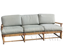 Vintage three seater sofa in bamboo