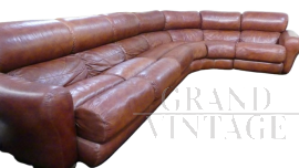Large Insa modular sofa from the 70s in aged leather