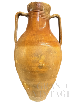 Large antique Apulian capasone oil jar vase from the 19th century