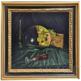 The lens and the grape, realist painting by Ciccone