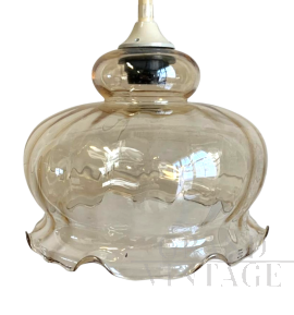 Glass bell pendant lamp from the 1970s           