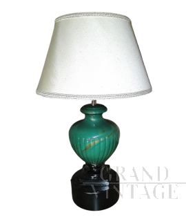 Green and gold ceramic living room table lamp