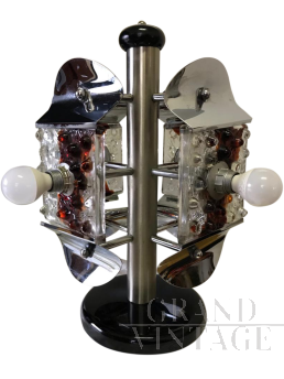 Vintage Mazzega table lamp in glass and steel