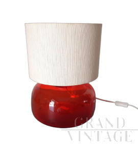 B0211 Ikea red glass table lamp from the 90s     
