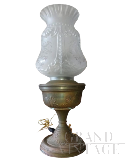 Table lamp from the early 1900s in brass and glass    