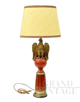 Vintage German table lamp with carved and gilded eagle, 1940s