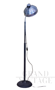 Industrial floor lamp in satin aluminum