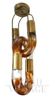 Chandelier by Aldo Nason in orange Murano glass