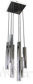 Cascade chandelier with chromed steel tubes, 1970s               
