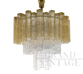 Amber and crystal Murano glass waterfall chandelier, 1970s