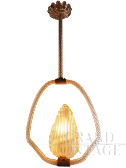 Barovier and Toso chandelier in pink Murano glass from the 1920s - 1930s