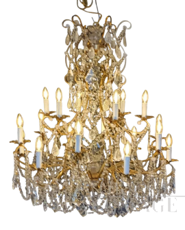 Florentine style chandelier with crystal drops