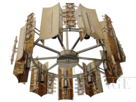 Gaetano Sciolari style brass chandelier, 1960s