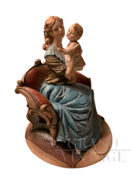 Madonna with child, statuette by Bruno Merli in Capodimonte porcelain
