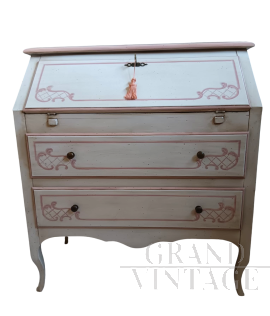 Classic style drop-down dresser cabinet in pink paint