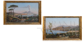 Naples and Sorrento - pair of paintings by Raimondo Scoppa, late 19th century