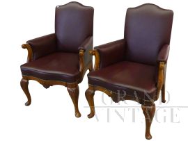 Pair of English Victorian period armchairs, 1870