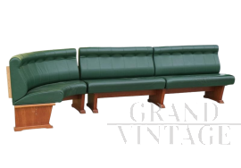 Modular corner sofa bench in green leather    