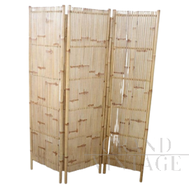 Vintage bamboo changing screen, 1980s