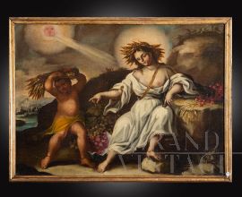 Allegory - antique Neapolitan oil painting on canvas