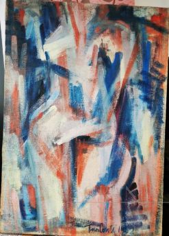 Painting by Tina Conti, abstract subject, oil on canvas from 1962, Milan