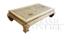 Low coffee table with sackcloth surface