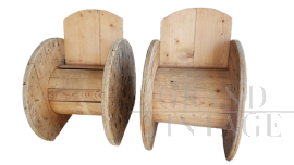 Pair of "reel" wooden armchairs