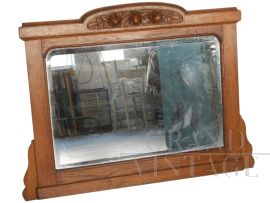 Art Nouveau style oak mirror, 1960s