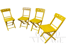 Four folding beach chairs, 1950s