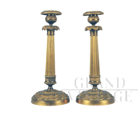 CANDLEHOLDERS IN GILDED BRONZE, EMPIRE PERIOD