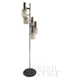 Vintage floor lamp with 5 lights in finely worked glass, 1970s