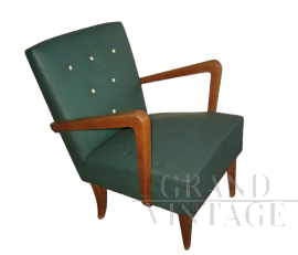 1960s Italian Modern Design armchair in green skai