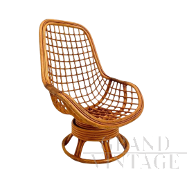 Bamboo swivel armchair from the 1970s