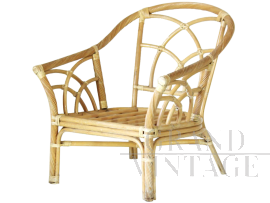 Curved bamboo armchair from the 1970s