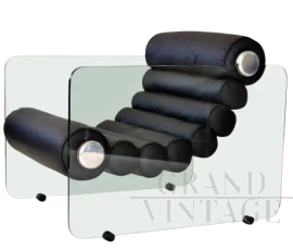 Hyaline lounge chair by Fabio Lenci in black leather