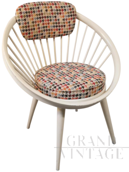 Armchair by Yngve Ekström with Pied de Poule fabric