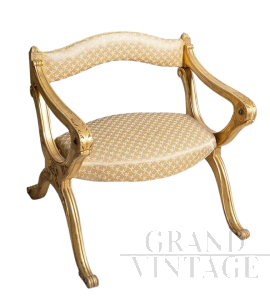 Antique Louis Philippe kneeling chair in gilded and carved wood