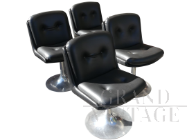 Vintage 50s swivel armchairs in eco-leather, Tulip style