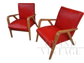 Rationalist 40s / 50s armchairs in imitation leather