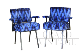 Midcentury vintage blue armchairs from the 70s