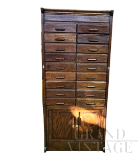 Vintage oak lawyer's filing cabinet with doors and drawers  