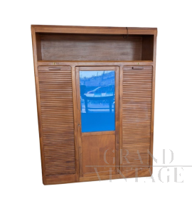 Vintage roller shutter filing cabinet with central door