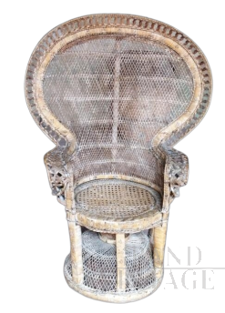 Emmanuelle Peacock vintage armchair in bamboo cane