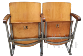 Vintage cinema chairs in wood and iron