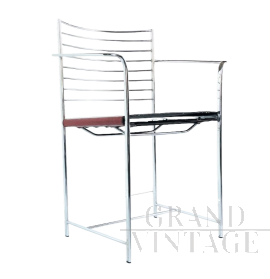 Cidue metal chairs with leather seats, 1970s