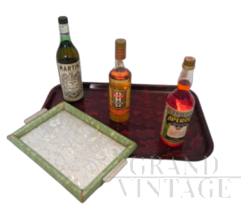Set of 2 trays with collectible vintage aperitif spirits