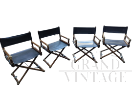 Set of 4 Lyda Levi McGuire director's chairs in wood and leather