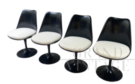 Set of 4 Black Swivel Tulip Chairs by Eero Saarinen for Knoll