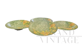 Set of four vintage ceramic plates painted with yellow roses