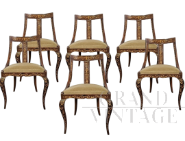 Set of six inlaid chairs from the early 1900s